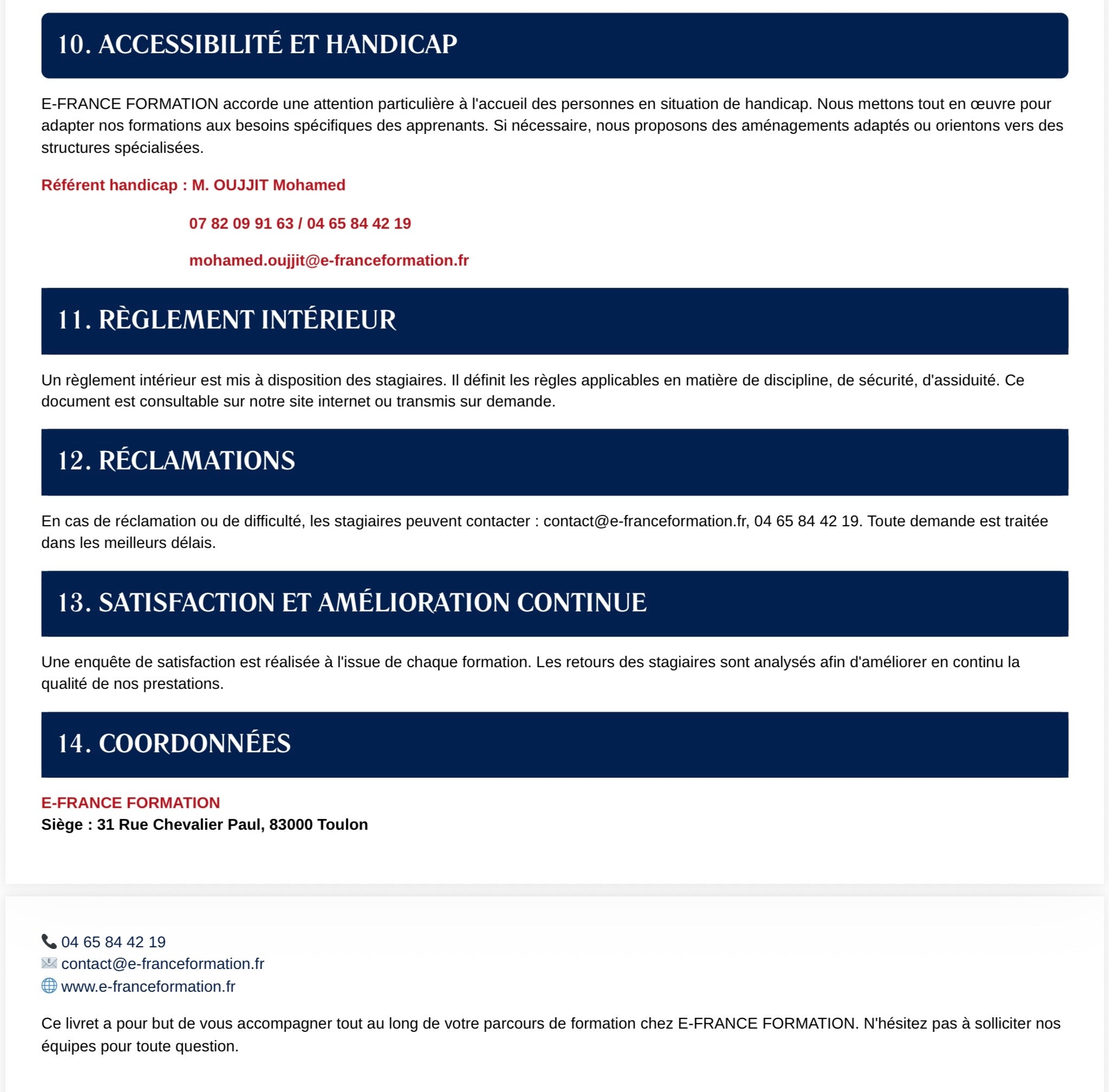 Livret d'accueil des stagiaires - page 3